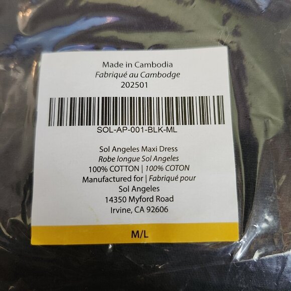 Sol Angeles Gauzy Maxi Dress Black Size Medium/Large NWT $128 MSRP - Picture 6 of 8